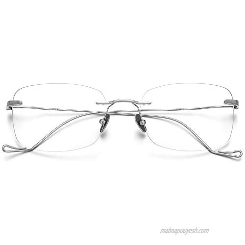 FONEX Titanium Glasses Frame Rimless Frameless Optical Eyewear Eyeglasses for Men and Women 8559
