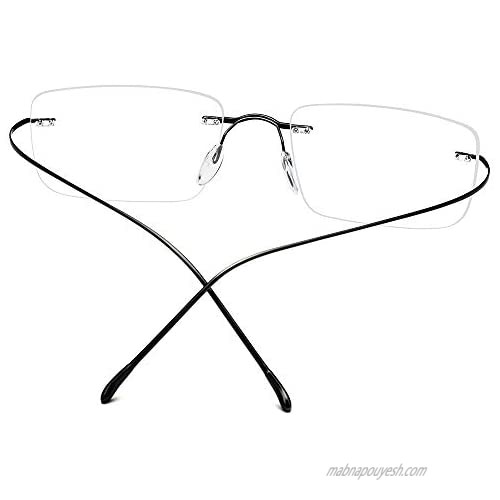 FONEX Titanium Glasses Frame Rimless Frameless Optical Eyewear Eyeglasses for Men and Women F85634