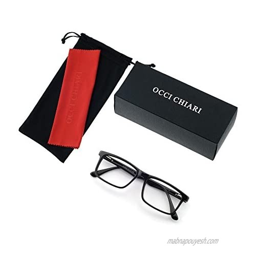 OCCI CHIARI Mens Rectangle Fashion Stylish Reading Glasses Eyewear Frame With Clear Lens