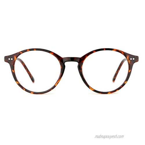 TIJN Vintage Glasses for Women Men Thick Round Rim Eyeglasses Clear Lens