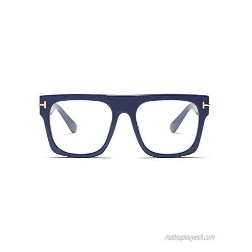 Unisex Stylish Square Non-prescription Eyeglasses Glasses Flat Top Big Eyeglass Frames Large lens Clear Lens Eyewear