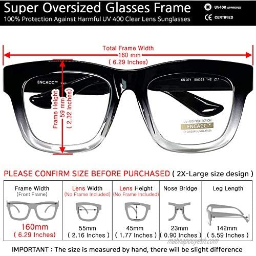 Vintage Inspired Geek Oversized Square Thick Horn Rimmed Eyeglasses Clear Lens