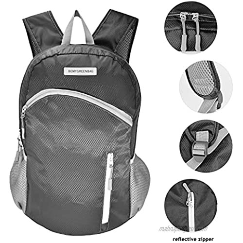 BEMYGREENBAG Lightweight Backpack packable daily backpack kid’s backpack Outdoor foldable backpack 30L camping foldable backpack Reflective zipper clean and dirty separated backpack