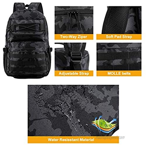 BraveHawk OUTDOORS Tactical Backpack 800D Military Nylon Oxford Water Resistant MOLLE Rucksack Pack Outdoor Shoulder Daypack Hinking Trekking Organizer