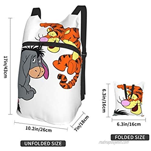 Grateful Wears Tigger and Eeyore Hiking Backpack Men and Women Waterproof Portable Folding Backpack Travel Sports Shopping Ultra Light Leisure Bag