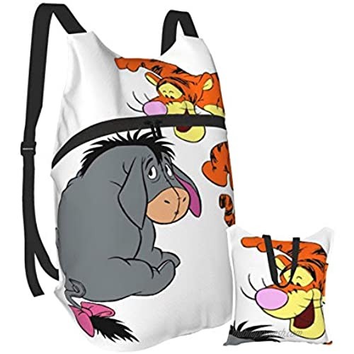 Grateful Wears Tigger and Eeyore Hiking Backpack Men and Women Waterproof Portable Folding Backpack Travel Sports Shopping Ultra Light Leisure Bag