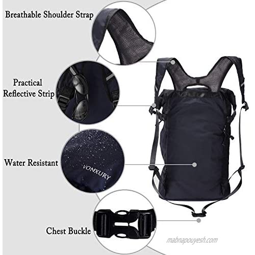 Hiking Backpack Foldable Lightweight 30L-40L Casual Daypack Water Resistant Travel Camping Backpack VONXURY