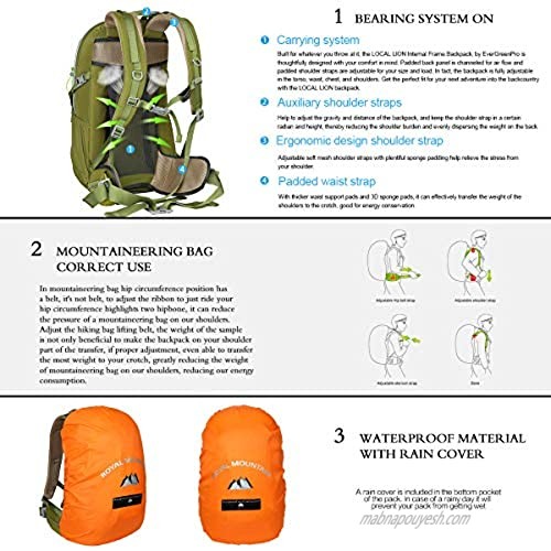 LOCAL LION 30L Hiking Backpack Daypack Rucksack Trekking Mountaineering Camping