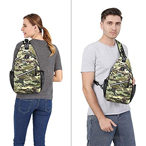 MOSISO Sling Backpack Travel Hiking Daypack Pattern Rope Crossbody Shoulder Bag Brown Camouflage