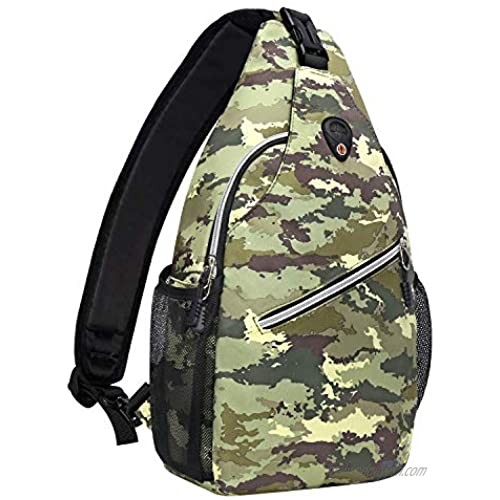 MOSISO Sling Backpack Travel Hiking Daypack Pattern Rope Crossbody Shoulder Bag  Brown Camouflage