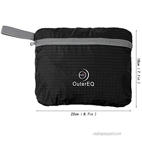 OuterEQ Packable Travel Outdoor Backpacks Foldable Daypacks for Camping & Hiking (Black1 38L)