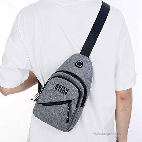 Peicees Sling Bag Small Crossbody Chest Shoulder Hiking Backpack Water-Resistant Travel Bag for Men Women with Earphone Hole