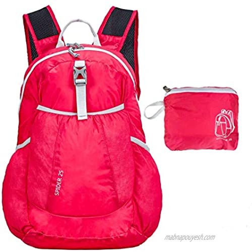 Suntracker Packable Lightweight Backpack - Water Resistant， Travel and Hiking Daypack 20L for Women (Red)