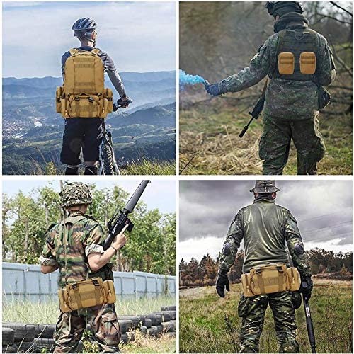 Tactical Backpack 55L Outdoor Molle Military Rucksack Waterproof Camping Hiking Backpack with 3 Detachable Bags Acu Camo