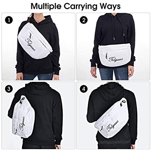 Telguua Unisex Fanny Pack Sling Bag Chest Bag Travel Hiking Daypack Fashionable Crossbody Backpack (White)