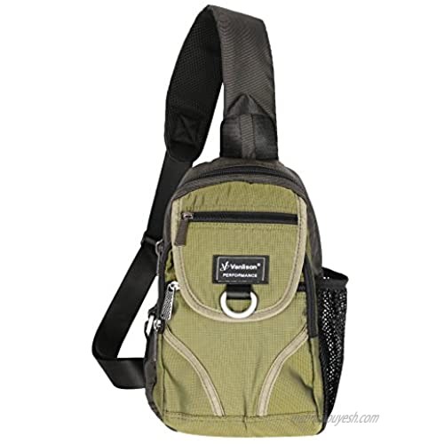 Vanlison Crossbody Sling Bag Backpack Chest Shoulder Bag Unisex Green Fits iPad