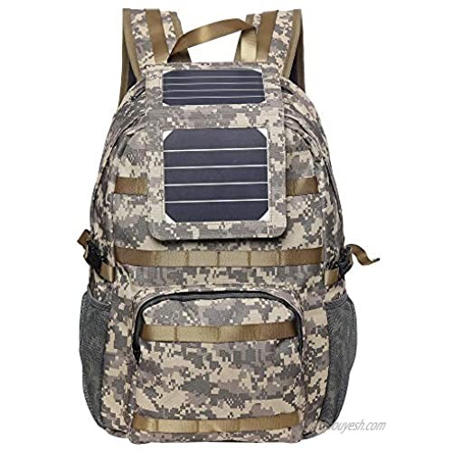 XTPower Xplorer Camouflage 38 | Solar Backpack with Removable 5 Watt Solar Panel | Military Print/Camouflage | 5V USB Output to charge Smartphones Powerbanks Tablets GPS and other USB devices