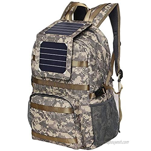 XTPower Xplorer Camouflage 38 | Solar Backpack with Removable 5 Watt Solar Panel | Military Print/Camouflage | 5V USB Output to charge Smartphones  Powerbanks  Tablets  GPS  and other USB devices
