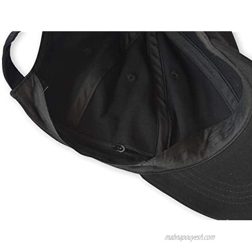 Adjustable Hidden Pocket Hat with Interior Zippers by Hide & Go Safe | Travel Holder for Hiding Money