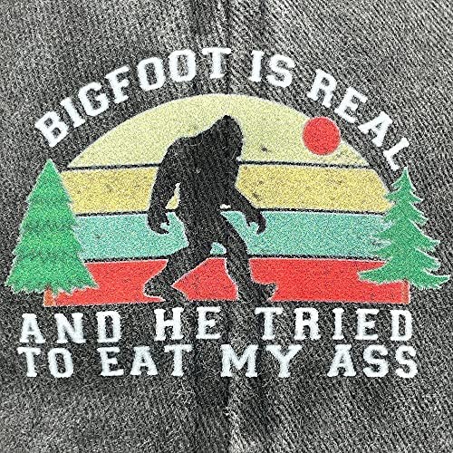 Bigfoot is Real and He Tried to Eat My Women's Camping Baseball Cap Vintage Distressed Hat Black