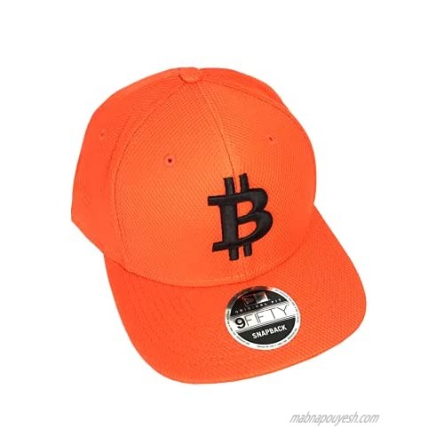 BTC Universe Bitcoin Flat Bill Snapback Moisture Wicking Orange Cap with 3D Puff Embroidery