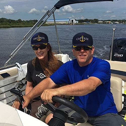 Captain Hat & First Mate | Matching Skipper Boating Baseball Caps | Nautical Navy Marine Sailor Hats