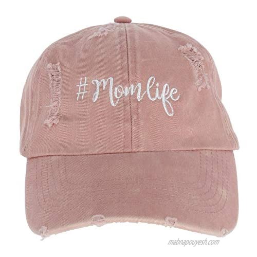 David & Young Women's Distressed Mom Life Embroidered Baseball Cap