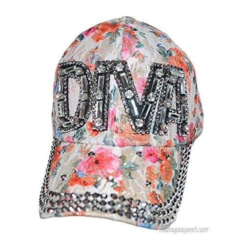 Diva Rhinestone Baseball Cap Sparkle Bling Floral Bedazzled Hat for Women and Girls
