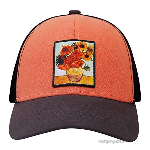 GuanGu Flat Visor Trucker Hat Mens Logo Mesh Hats for Men Baseball Cap with Adjustable Snapback Closure