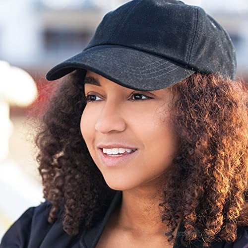 Neeyoo Baseball Cap Adjustable Cotton Ponytail Baseball Hat Women's Relaxed Fit Breathable Classic Sun Hat Black