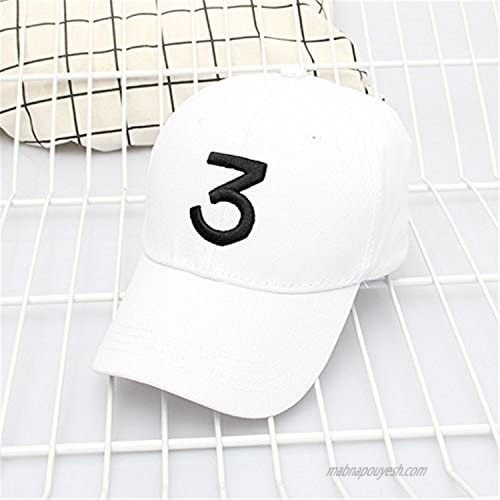 TIANDAO TDLZ LIZONG HYANUP 2 Pack Black and White Embroider Caps Rapper Caps Hats Number 3 Baseball Caps Chance Caps Adjustable Strap Sunbonnet Cotton Caps Hip Hop Cap