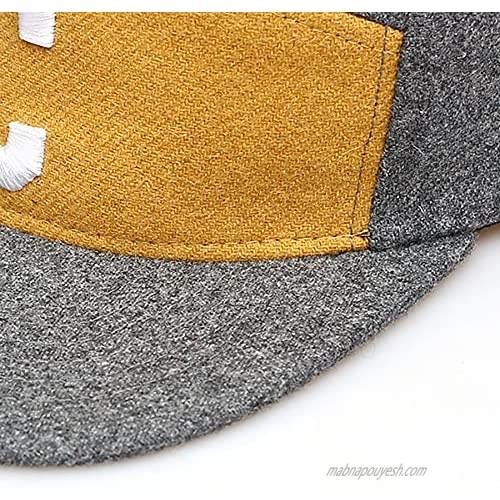 UNDERCONTROL Flat Brim Wool Snapback Adjustable Flannel Trucker Camp Cap for Unisex Hat Horizon Yellow Grey Mix Free Snapback