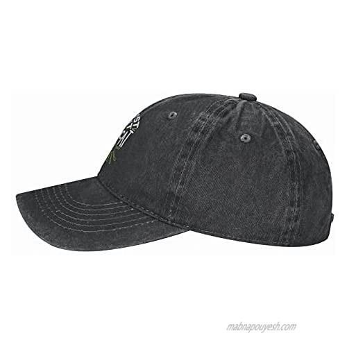 Unisex Baseball Cap Cotton Denim Baseball Hats Brass Buckle Black Cap Fit Curve Brim Hat for Running Hiking Cycling