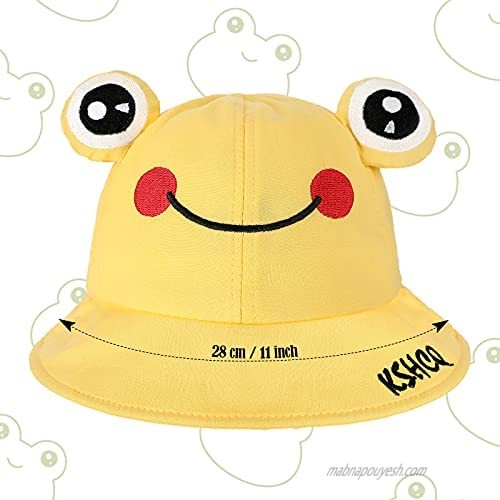 2 Pieces Cute Frog Bucket Hats Wide Brim Fisherman Sun Hat Summer Beach Hat for Adults Women Kids Green Yellow