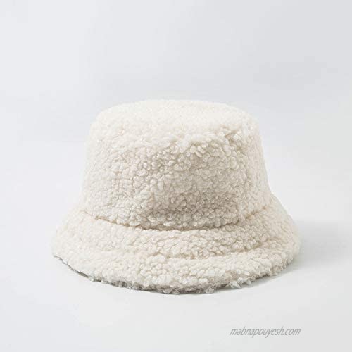 Ailansnug Women Winter Bucket Hat Warm Sherpa Fleece Hats Cloche Faux Fur Fisherman Cap