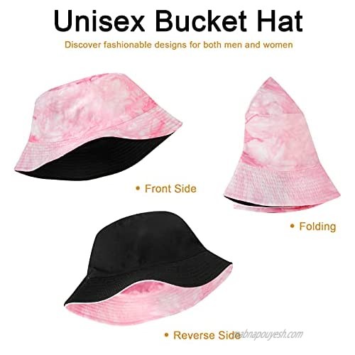 ASUGOS Bucket Hat for Women Men Teens Reversible Double Side Wear Cotton Summer Hat Unisex Outdoor Beach Sun Caps