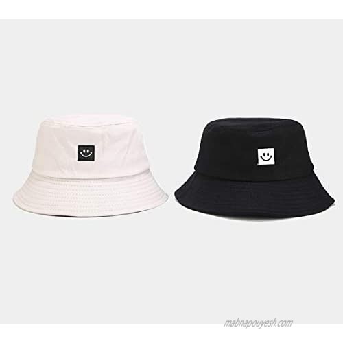 Bucket-Hats Summer Travel Cute for Women - Smile-Face UV Protection Foldable Sun Hat for Women