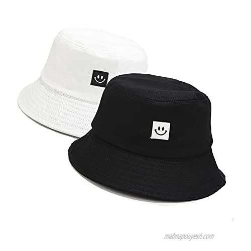 Bucket-Hats Summer Travel Cute for Women - Smile-Face UV Protection Foldable Sun Hat for Women