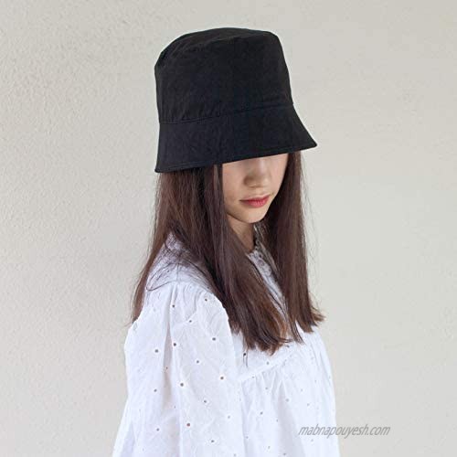 COMMADONNA Floral Embroidery Patch Reversible K-pop Fashion Trendy Packable Fisherman Bucket Hat Black