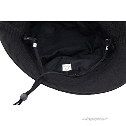 Cotton Bucket Sun Hat Women's Wide Brim Simple Belt Rope Summer Fisherman Hat UPF 35+