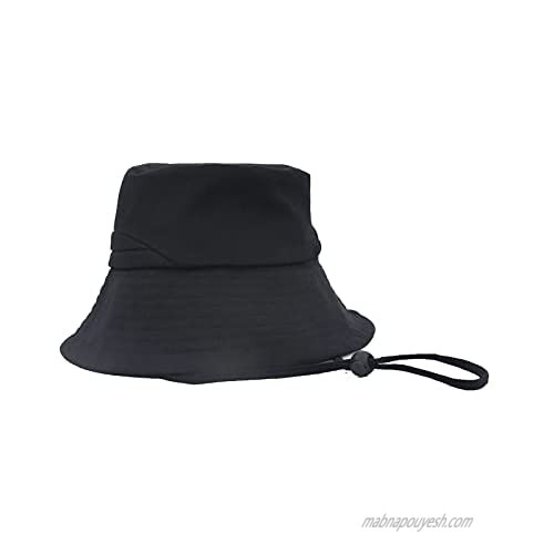 Cotton Bucket Sun Hat Women's Wide Brim Simple Belt Rope Summer Fisherman Hat UPF 35+