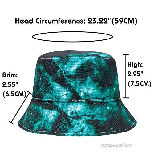 DOCILA Fashion Starry Bucket Hat for Men Women Novelty Galaxy 3D Print Fisherman Caps Packable Summer Sun Visor