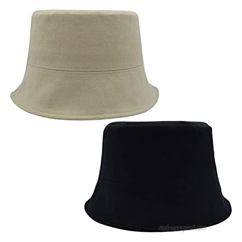 FWMhat Bucket Hat Castal Cap Unisex Packable Summer Sun Hat for Beach Fishing Outdoors Black  Beige