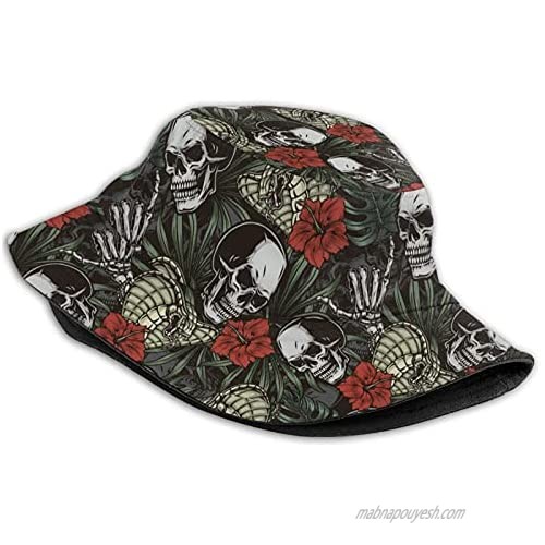 Hawaiian Tropical Floral Bucket Hat Fashion Summer Fisherman Sun Cap Mushroom Hat for Women and Men