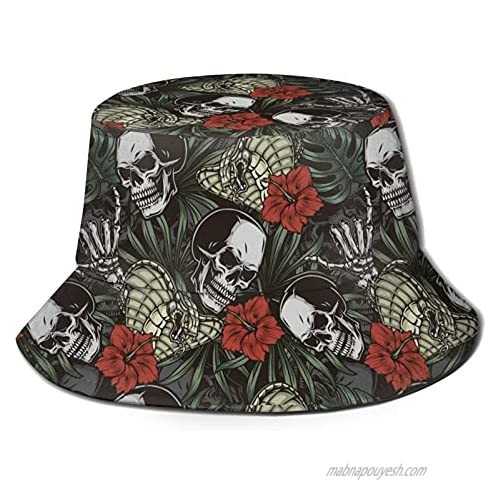 Hawaiian Tropical Floral Bucket Hat Fashion Summer Fisherman Sun Cap  Mushroom Hat for Women and Men