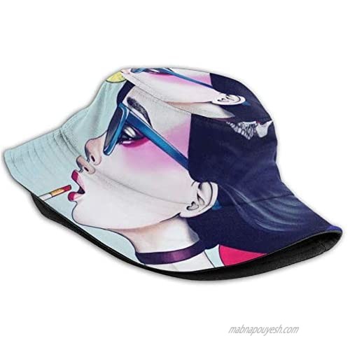 LEEYIEN Anime Girls Bucket Hats for Women Trendy Reversible Cool Printed Colorful Bucket Hat Aesthetic Unisex Pattern