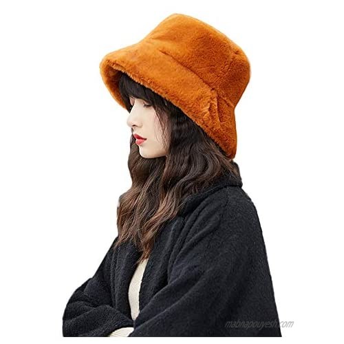 MK MATT KEELY Women Faux Fur Bucket Hat Ladies Casual Winter Warmer Fisherman Hat