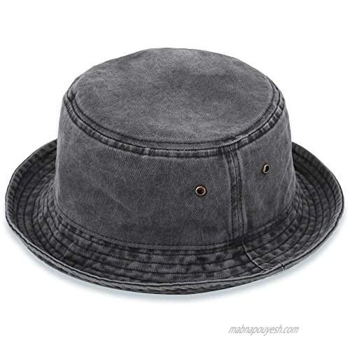 MNXA Washed Cotton Bucket Hat  Packable Travel Hat  Beach Sun Fisherman-Cap for Men/Women