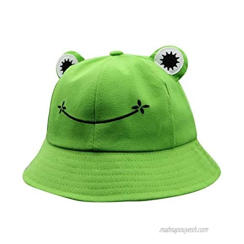 mosstyus Toddler Kids Adult Bucket Hat Cute Frog Cat Cotton Sun Hat Foldable Fishing Cap for Outdoor Travel Camping
