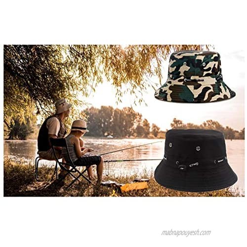 SAYW 2 Pcs Bucket Hats Summer Travel Camouflage Fisherman Hat Climbing Casual Folding Hat Beach Sun Hat Cap Unisex